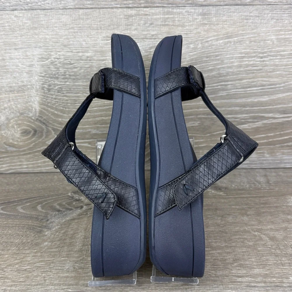 Vionic Ellie Navy Blue Snakeskin Women’s Sz 7 Hook & Loop Platform Sandals - Picture 10 of 10